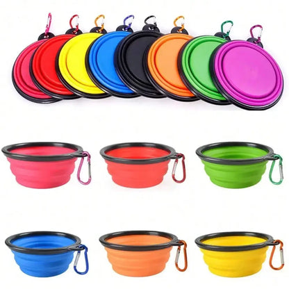 Portable 2-in-1 Folding Dog Travel Bowl With Water Bottle