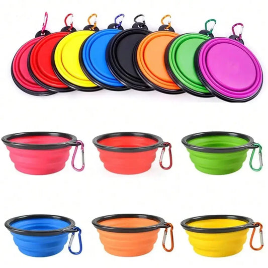Portable 2-in-1 Folding Dog Travel Bowl With Water Bottle
