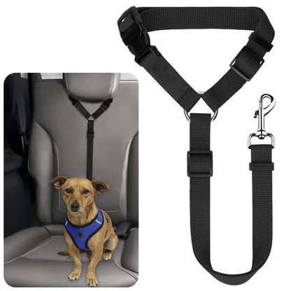 Adjustable Nylon Dog Car Seat Belt & Leash