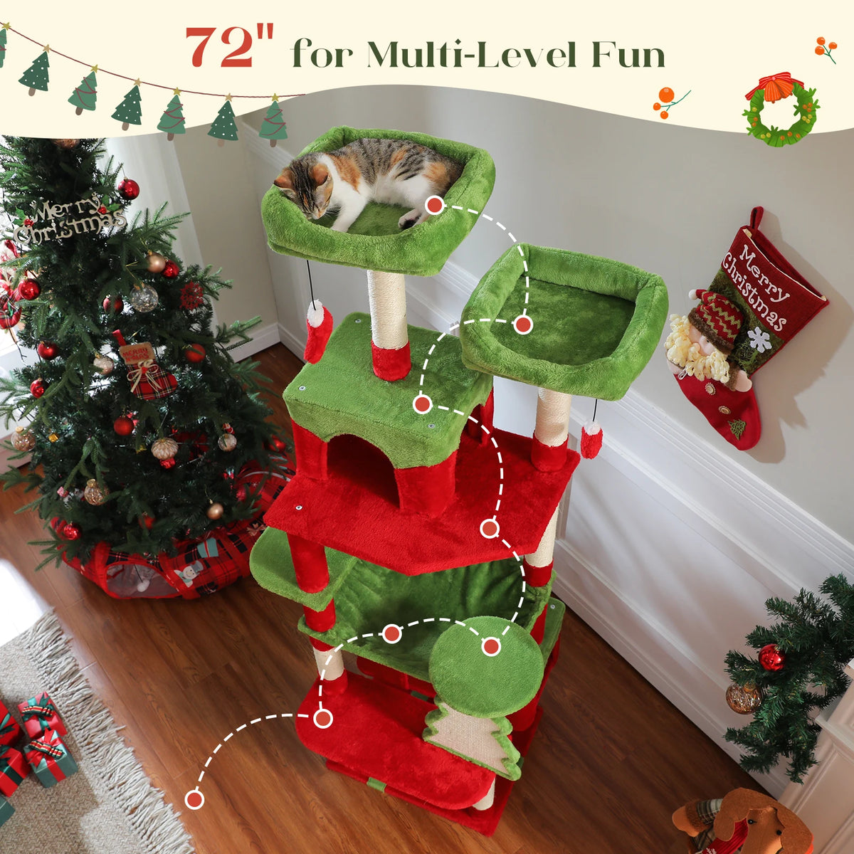 Large Multi-Level Cat Tree Tower With Scratching Posts