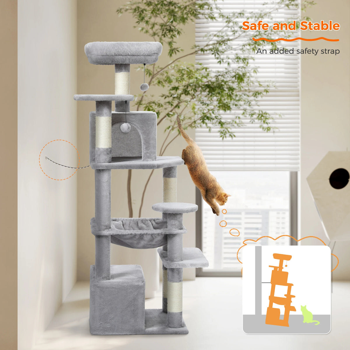 Large Multi-Level Cat Tree Tower With Scratching Posts
