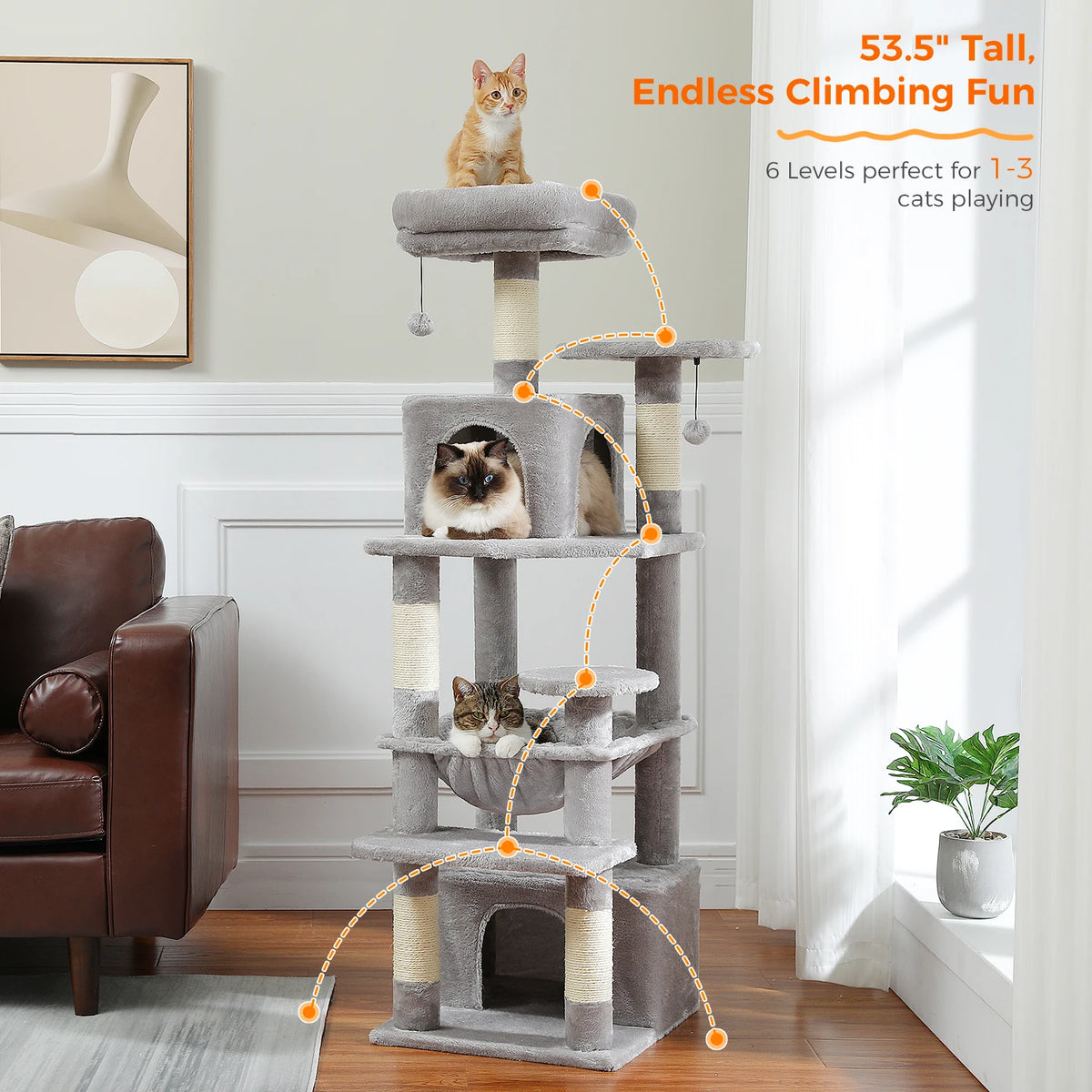Large Multi-Level Cat Tree Tower With Scratching Posts