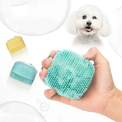 Silicone Dog Bath Massage Brush Glove With Shampoo Dispenser