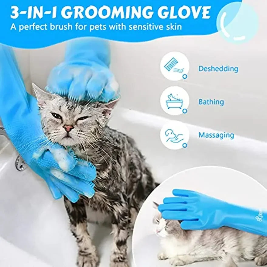 Silicone Pet Grooming Bath Glove For Dogs & Cats