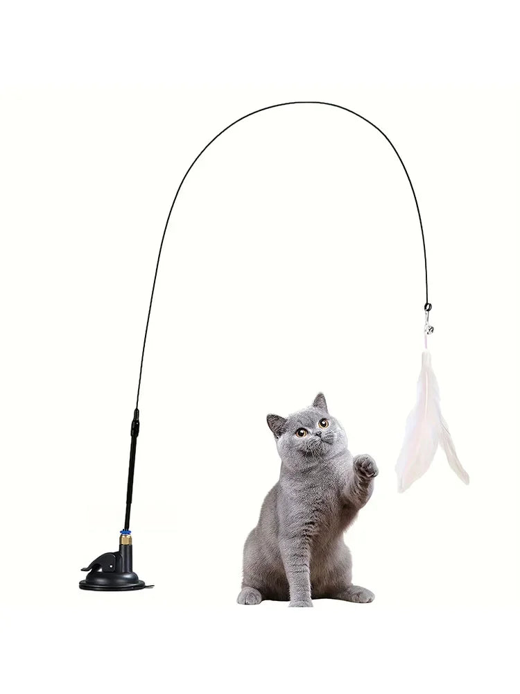 Interactive Feather Bell Cat Teaser Wand Toy