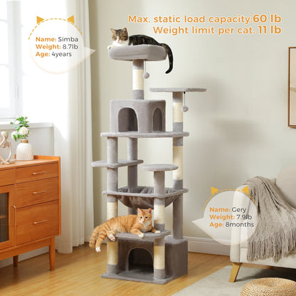 Large Multi-Level Cat Tree Tower With Scratching Posts