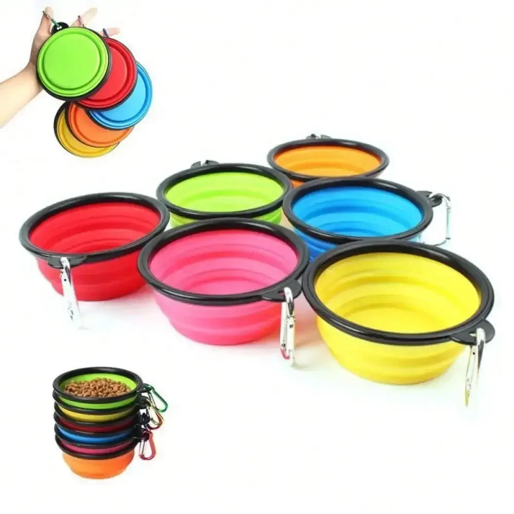 Portable 2-in-1 Folding Dog Travel Bowl With Water Bottle