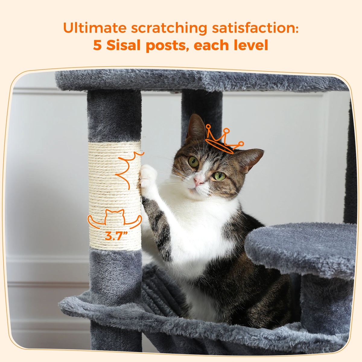 Large Multi-Level Cat Tree Tower With Scratching Posts