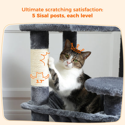 Large Multi-Level Cat Tree Tower With Scratching Posts